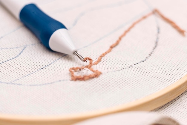 Detaliu cusătură broderie